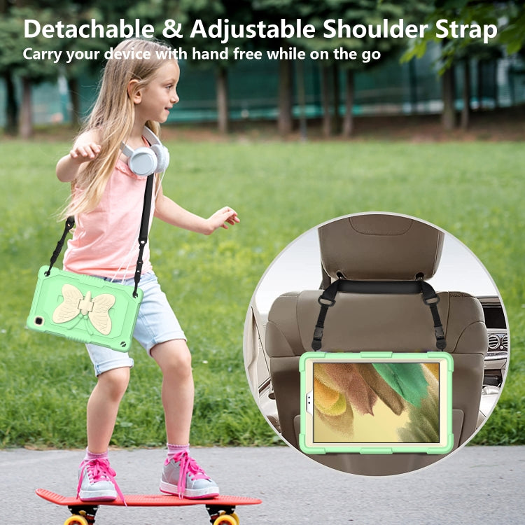 Beige PC + Silicone Anti-drop Protective Case with Butterfly Shape Holder & Pen Slot For Samsung Galaxy Tab A7 Lite 8.7 SM-T220 / SM-T225(Beige + Fresh Green) by bashfashion