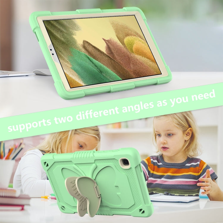 Beige PC + Silicone Anti-drop Protective Case with Butterfly Shape Holder & Pen Slot For Samsung Galaxy Tab A7 Lite 8.7 SM-T220 / SM-T225(Beige + Fresh Green) by bashfashion