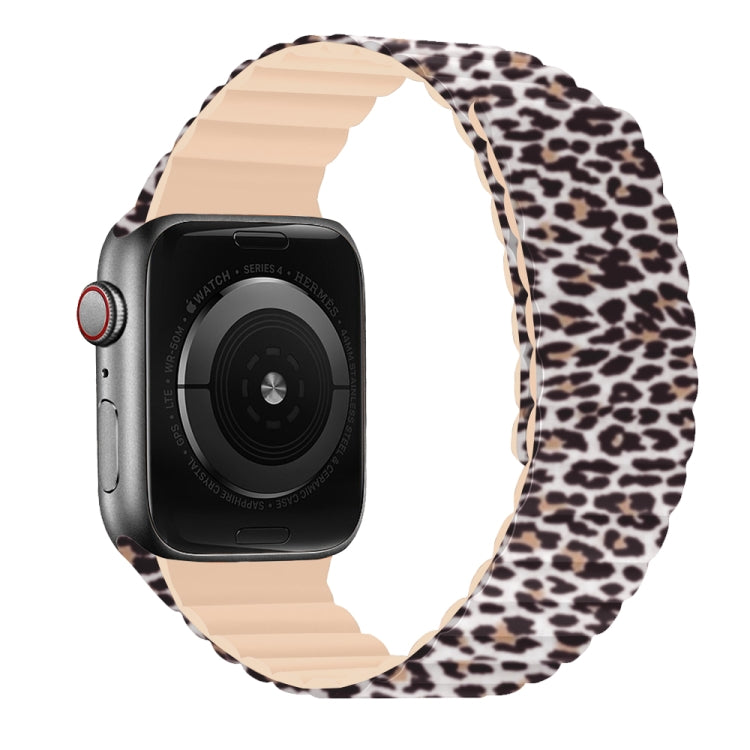 Magnetic Camouflage Silicone Strap Watch Band For Apple Watch Series 7 & 6 & SE & 5 & 4 40mm/3 & 2 & 1 38mm (Leopard) by bashfashion