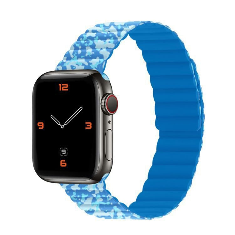 Magnetic Camouflage Silicone Strap Watch Band For Apple Watch Series 7 & 6 & SE & 5 & 4 40mm/3 & 2 & 1 38mm (Air Force) by bashfashion