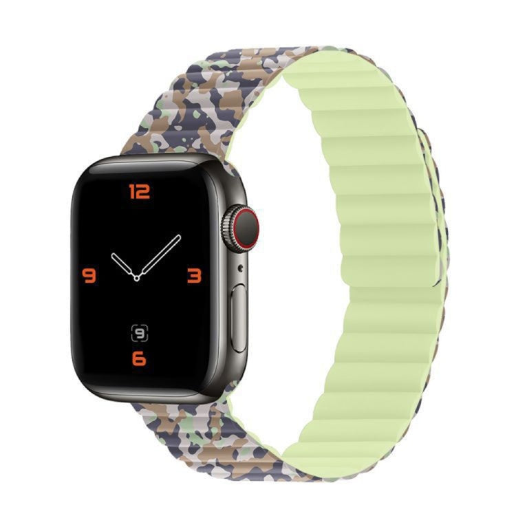 Magnetic Camouflage Silicone Strap Watch Band For Apple Watch Series 7 & 6 & SE & 5 & 4 40mm/3 & 2 & 1 38mm (Desert) by bashfashion
