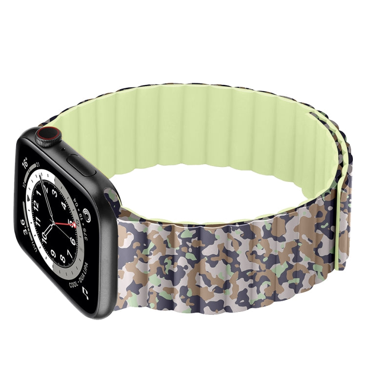 Magnetic Camouflage Silicone Strap Watch Band For Apple Watch Series 7 & 6 & SE & 5 & 4 40mm/3 & 2 & 1 38mm (Desert) by bashfashion