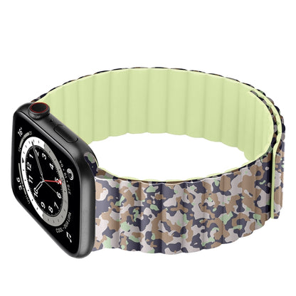 Magnetic Camouflage Silicone Strap Watch Band For Apple Watch Series 7 & 6 & SE & 5 & 4 40mm/3 & 2 & 1 38mm (Desert) by bashfashion