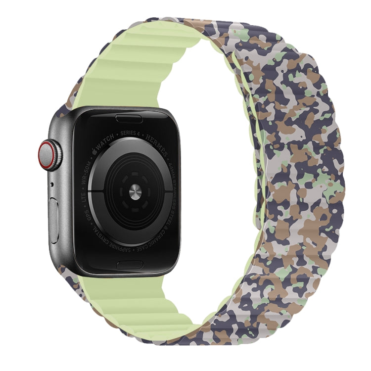 Magnetic Camouflage Silicone Strap Watch Band For Apple Watch Series 7 & 6 & SE & 5 & 4 40mm/3 & 2 & 1 38mm (Desert) by bashfashion