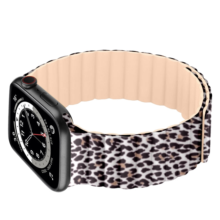 Magnetic Camouflage Silicone Strap Watch Band For Apple Watch Series 7 & 6 & SE & 5 & 4 44mm/3 & 2 & 1 42mm (Leopard) by bashfashion