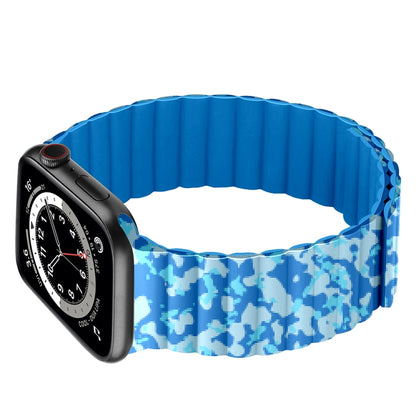 Magnetic Camouflage Silicone Strap Watch Band For Apple Watch Series 7 & 6 & SE & 5 & 4 44mm/3 & 2 & 1 42mm (Air Force) by bashfashion