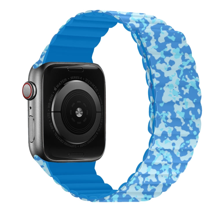 Magnetic Camouflage Silicone Strap Watch Band For Apple Watch Series 7 & 6 & SE & 5 & 4 44mm/3 & 2 & 1 42mm (Air Force) by bashfashion