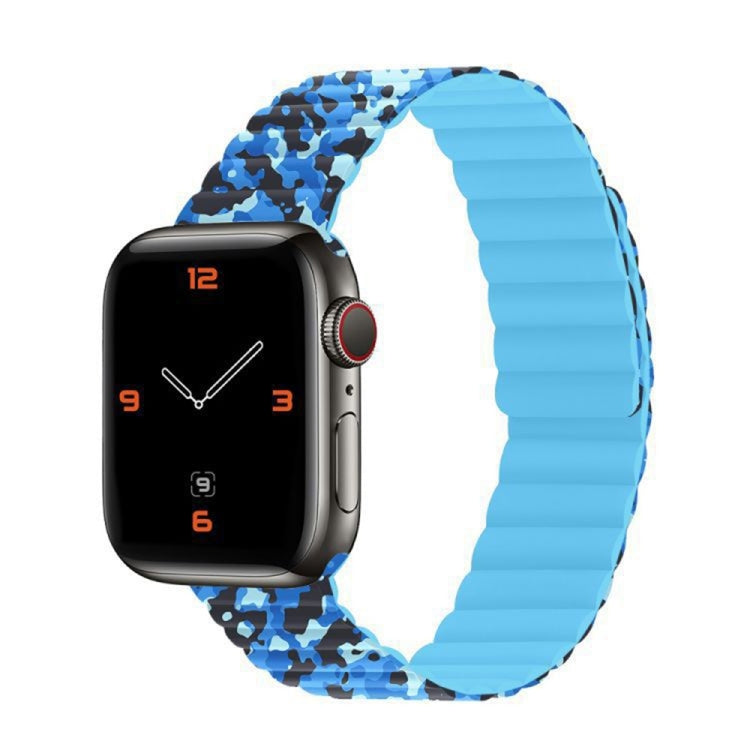Magnetic Camouflage Silicone Strap Watch Band For Apple Watch Series (Navy) by bashfashion