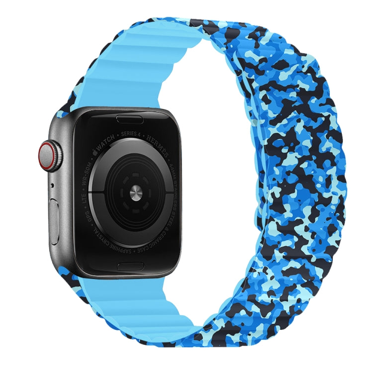 Magnetic Camouflage Silicone Strap Watch Band For Apple Watch Series (Navy) by bashfashion