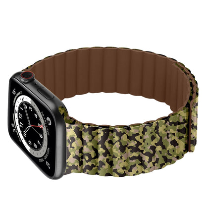 Magnetic Camouflage Silicone Strap Watch Band For Apple Watch Series 7 & 6 & SE & 5 & 4 44mm/3 & 2 & 1 42mm (Army) by bashfashion