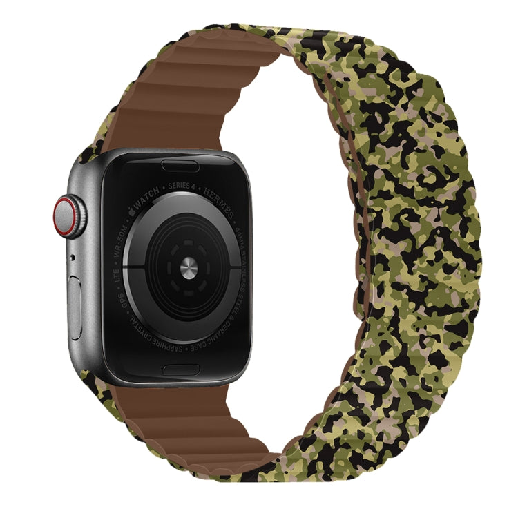 Magnetic Camouflage Silicone Strap Watch Band For Apple Watch Series 7 & 6 & SE & 5 & 4 44mm/3 & 2 & 1 42mm (Army) by bashfashion