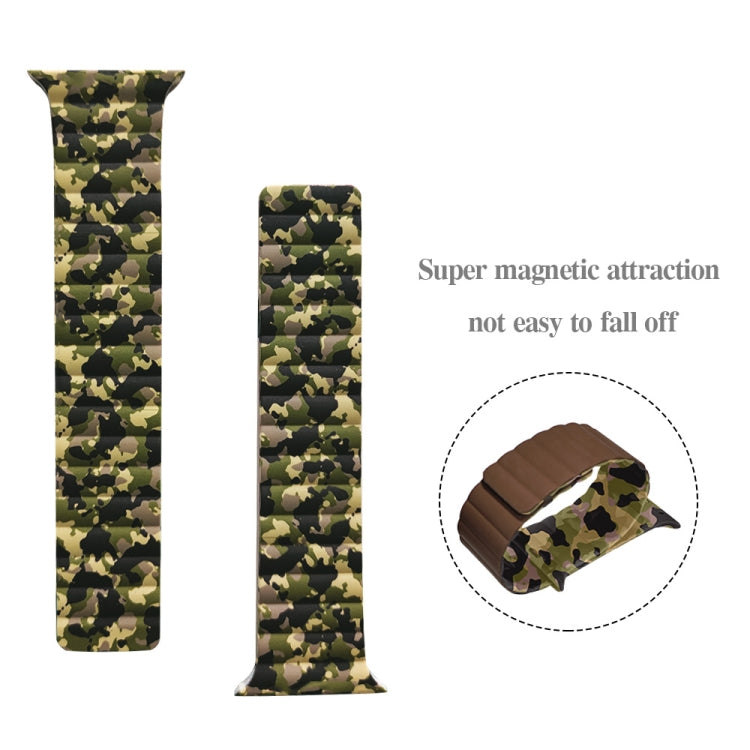 Magnetic Camouflage Silicone Strap Watch Band For Apple Watch Series 7 & 6 & SE & 5 & 4 44mm/3 & 2 & 1 42mm (Army) by bashfashion