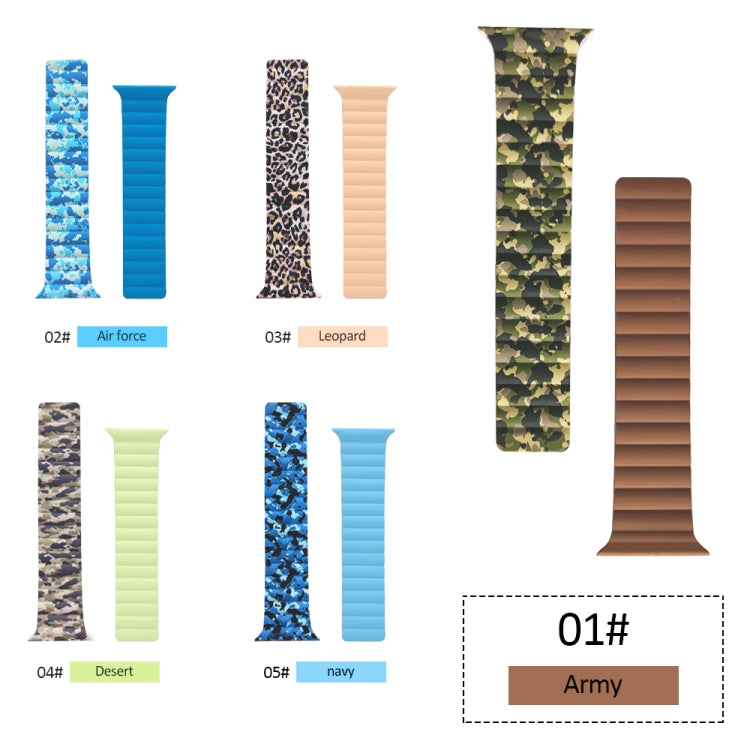Magnetic Camouflage Silicone Strap Watch Band For Apple Watch Series 7 & 6 & SE & 5 & 4 44mm/3 & 2 & 1 42mm (Army) by bashfashion