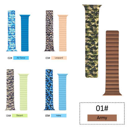 Magnetic Camouflage Silicone Strap Watch Band For Apple Watch Series 7 & 6 & SE & 5 & 4 44mm/3 & 2 & 1 42mm (Army) by bashfashion