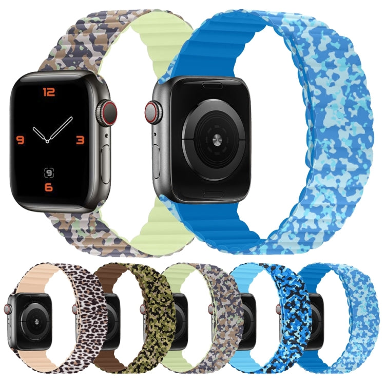 Magnetic Camouflage Silicone Strap Watch Band For Apple Watch Series 7 & 6 & SE & 5 & 4 44mm/3 & 2 & 1 42mm (Army) by bashfashion