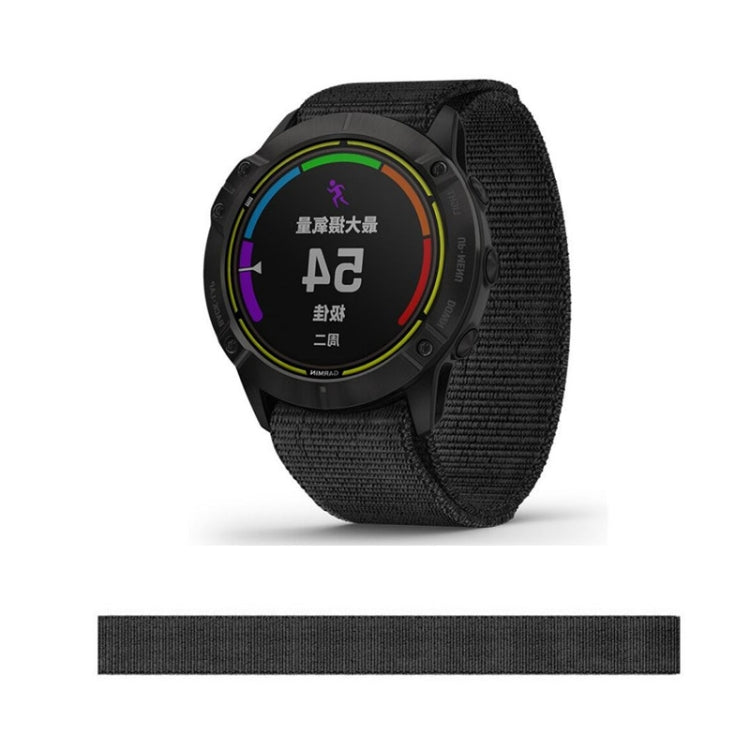 For Garmin Fenix 6X 26mm Knitted Nylon Loop Watch Band(Black) by bashfashion