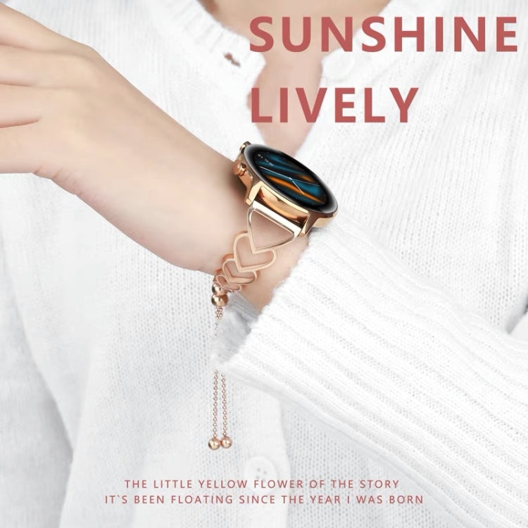 For Garmin Vivoactive 4 22mm Universal Love Bracelet Metal Watch Band(Rose Gold) by bashfashion