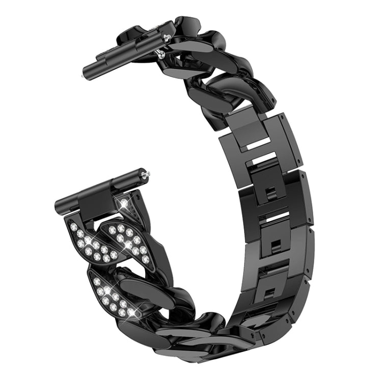 For Garmin Vivoactive 4 / Venu 2 22mm Row Diamonds Denim Chain Watch Band(Black) by bashfashion