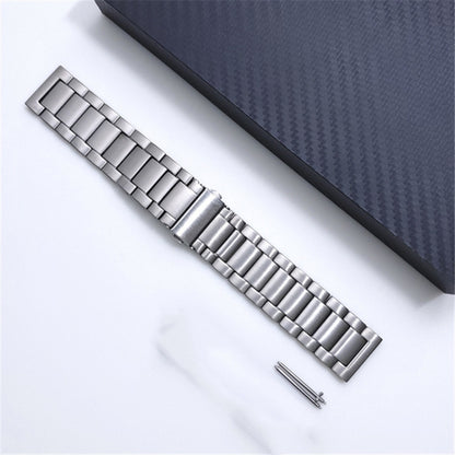 For Xiaomi Haylou RS3 / Suunto 9 Peak 22mm Universal Titanium Alloy Three Plants Flat Buckle Watch Band(Silver) by bashfashion