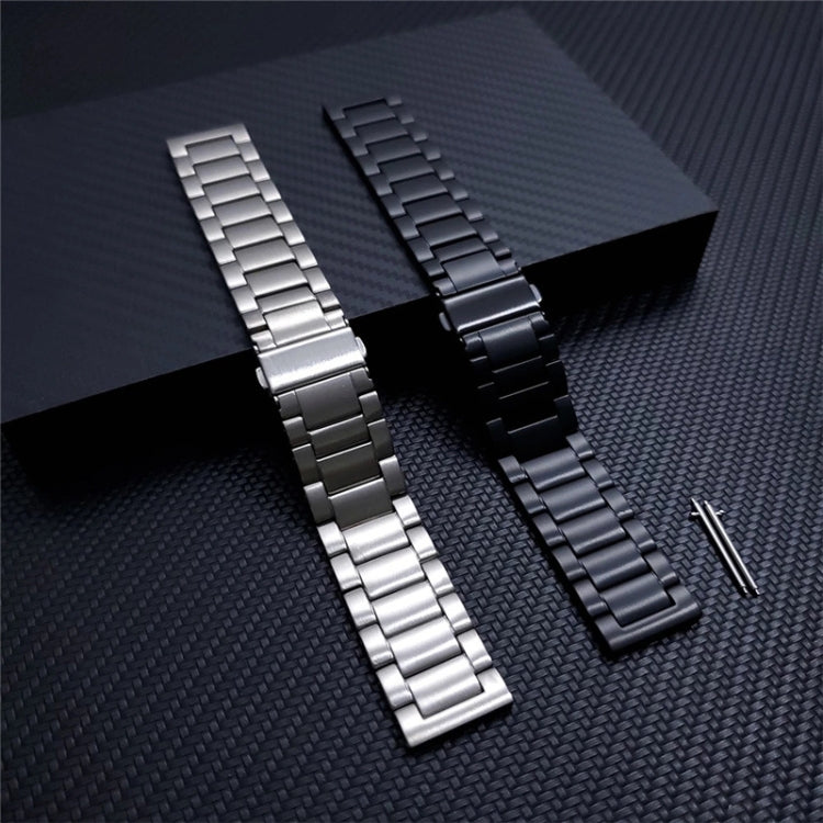 For Xiaomi Haylou RS3 / Suunto 9 Peak 22mm Universal Titanium Alloy Three Plants Flat Buckle Watch Band(Silver) by bashfashion