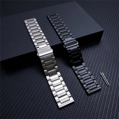 For Xiaomi Haylou RS3 / Suunto 9 Peak 22mm Universal Titanium Alloy Three Plants Flat Buckle Watch Band(Silver) by bashfashion