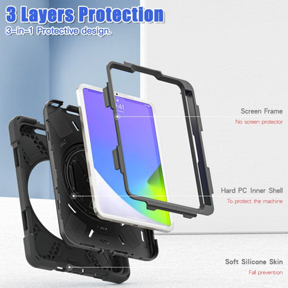 For iPad mini 6 / mini 2024 Silicone Hybrid PC Tablet Case with Grip Holder & Shoulder Strap(Black) by bashfashion