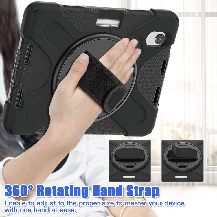 For iPad mini 6 / mini 2024 Silicone Hybrid PC Tablet Case with Grip Holder & Shoulder Strap(Black) by bashfashion