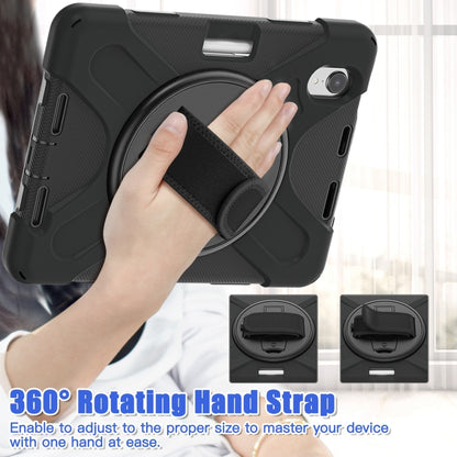 For iPad mini 6 / mini 2024 Silicone Hybrid PC Tablet Case with Grip Holder & Shoulder Strap(Black) by bashfashion
