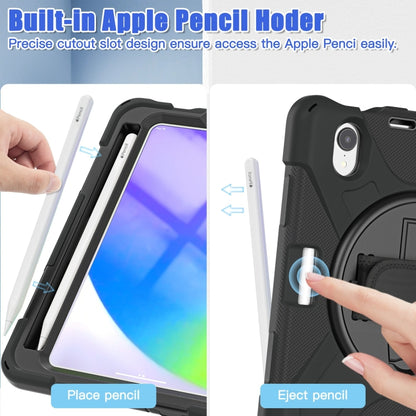 For iPad mini 6 / mini 2024 Silicone Hybrid PC Tablet Case with Grip Holder & Shoulder Strap(Black) by bashfashion