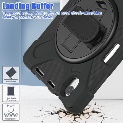 For iPad mini 6 / mini 2024 Silicone Hybrid PC Tablet Case with Grip Holder & Shoulder Strap(Black) by bashfashion