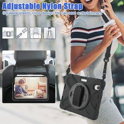 For iPad mini 6 / mini 2024 Silicone Hybrid PC Tablet Case with Grip Holder & Shoulder Strap(Black) by bashfashion