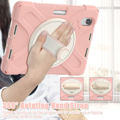 For iPad mini 6 / mini 2024 Silicone Hybrid PC Tablet Case with Grip Holder & Shoulder Strap (Rose Gold) by bashfashion