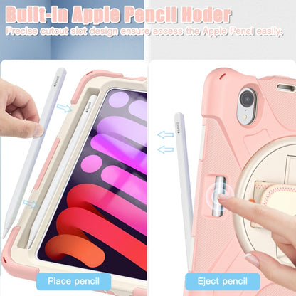 For iPad mini 6 / mini 2024 Silicone Hybrid PC Tablet Case with Grip Holder & Shoulder Strap (Rose Gold) by bashfashion