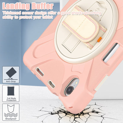 For iPad mini 6 / mini 2024 Silicone Hybrid PC Tablet Case with Grip Holder & Shoulder Strap (Rose Gold) by bashfashion