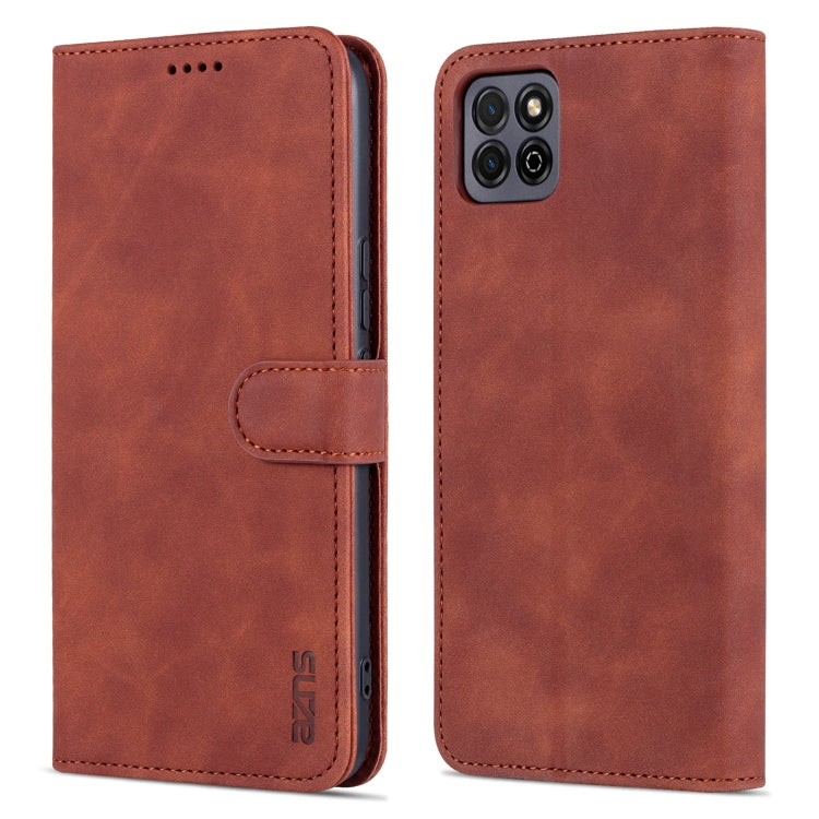 For Honor Play 20 AZNS Skin Feel Calf Texture Horizontal Flip Leather Case with Card Slots & Holder & Wallet(Brown) by AZNS