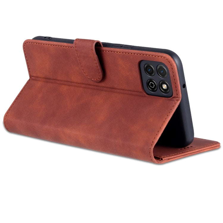 For Honor Play 20 AZNS Skin Feel Calf Texture Horizontal Flip Leather Case with Card Slots & Holder & Wallet(Brown) by AZNS