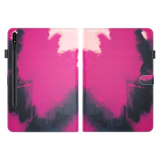 For Samsung Galaxy Tab S8 / Galaxy Tab S7 11 inch T870 / T875 / T876B Voltage Watercolor Pattern Skin Feel Magnetic Horizontal Flip PU Leather Case with Holder & Card Slots & Photo Frame(Berry) by bashfashion