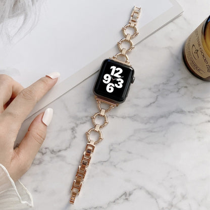 O-shaped Chain Metal Watch Band For Apple Watch Series 7 41mm/6&SE&5&4 40mm/3&2&1 38mm(Rose Gold) by bashfashion