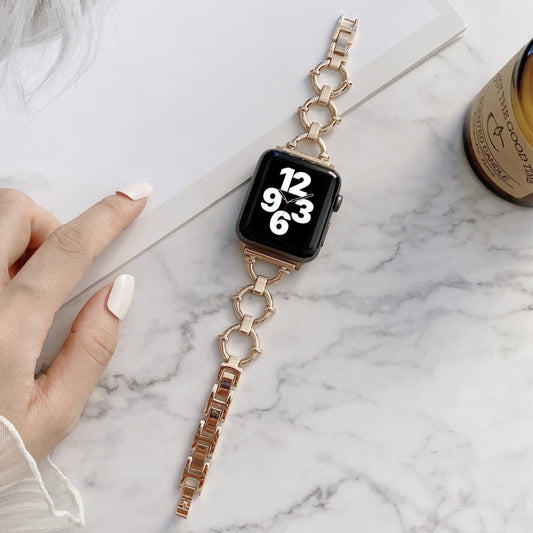O-shaped Chain Metal Watch Band For Apple Watch Series 7 41mm/6&SE&5&4 40mm/3&2&1 38mm(Rose Gold) by bashfashion
