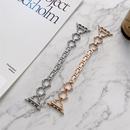 O-shaped Chain Metal Watch Band For Apple Watch Series 7 41mm/6&SE&5&4 40mm/3&2&1 38mm(Rose Gold) by bashfashion