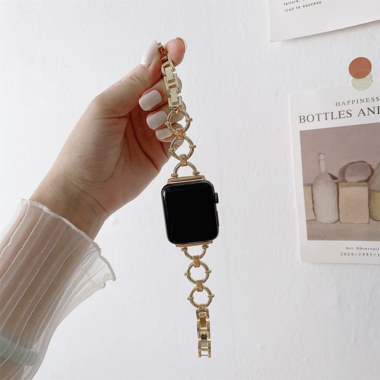O-shaped Chain Metal Watch Band For Apple Watch Series 7 41mm/6&SE&5&4 40mm/3&2&1 38mm(Rose Gold) by bashfashion