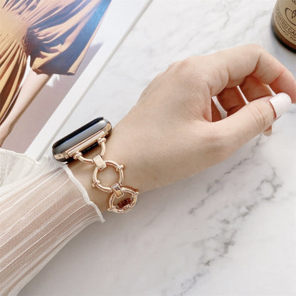 O-shaped Chain Metal Watch Band For Apple Watch Series 7 41mm/6&SE&5&4 40mm/3&2&1 38mm(Silver) by bashfashion