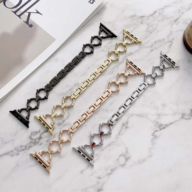 O-shaped Chain Metal Watch Band For Apple Watch Series 7 41mm/6&SE&5&4 40mm/3&2&1 38mm(Silver) by bashfashion