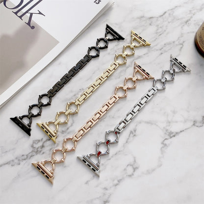O-shaped Chain Metal Watch Band For Apple Watch Series 7 41mm/6&SE&5&4 40mm/3&2&1 38mm(Silver) by bashfashion