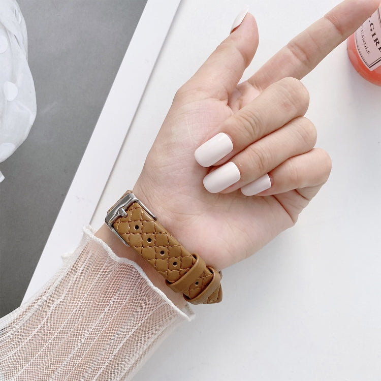 Checkered Leather Watch Band Watch Band For Apple Watch Series 7 41mm/6&SE&5&4 40mm/3&2&1 38mm(White) by bashfashion