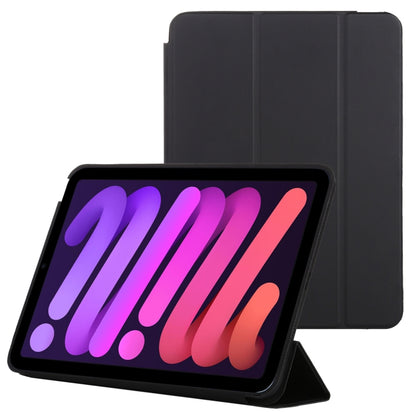 For iPad mini 6 3-fold Horizontal Flip Smart Leather Tablet Case with Sleep / Wake-up Function & Holder(Black) by bashfashion