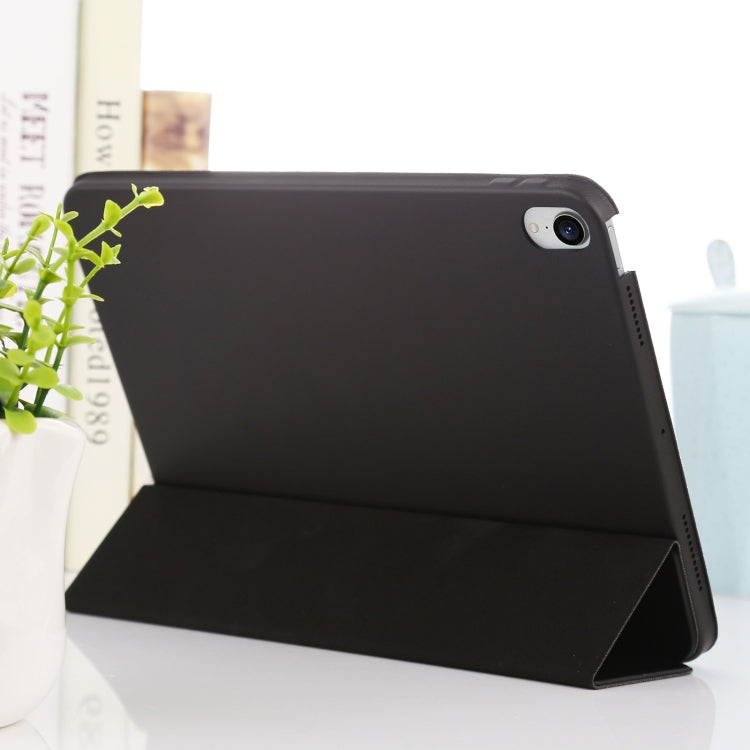 For iPad mini 6 3-fold Horizontal Flip Smart Leather Tablet Case with Sleep / Wake-up Function & Holder(Black) by bashfashion