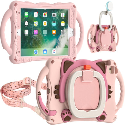 Cute Cat King Kids Shockproof Silicone Tablet Case with Holder & Shoulder Strap & Handle For iPad mini 2019 / 4 / 3 / 2 / 1(Pink) by bashfashion