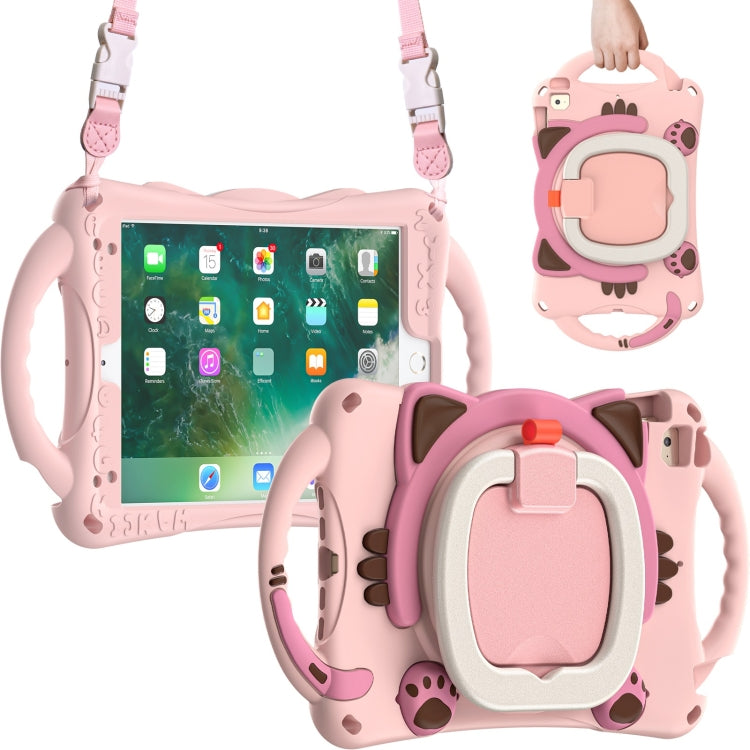 Cute Cat King Kids Shockproof Silicone Tablet Case with Holder & Shoulder Strap & Handle For iPad mini 2019 / 4 / 3 / 2 / 1(Pink) by bashfashion
