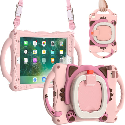 Cute Cat King Kids Shockproof Silicone Tablet Case with Holder & Shoulder Strap & Handle For iPad mini 2019 / 4 / 3 / 2 / 1(Pink) by bashfashion